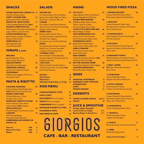 restaurante bohemians|giorgio's restaurant menu.